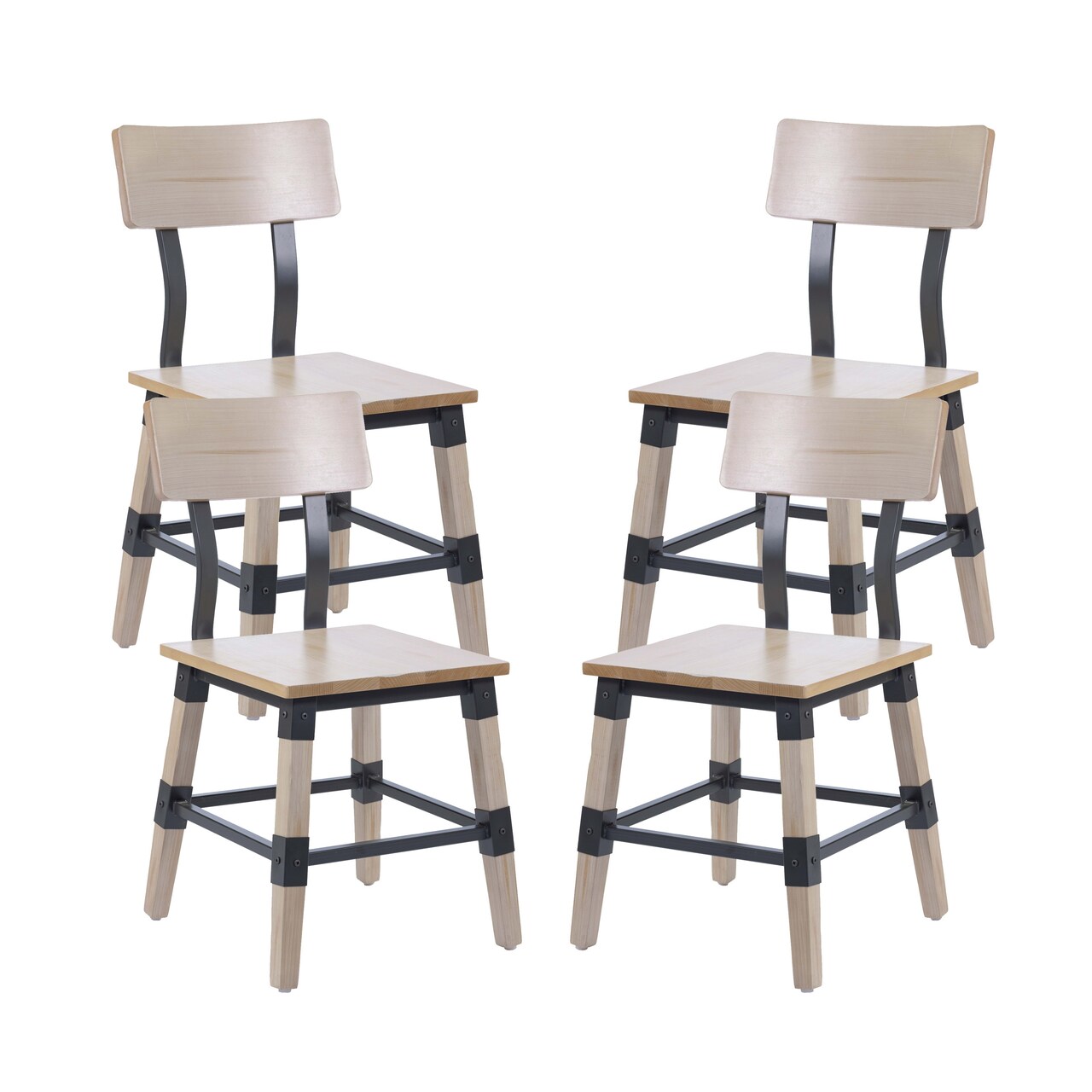 Merrick Lane Breton Dining Chairs with Steel Supports and Footrest - Set Of 4